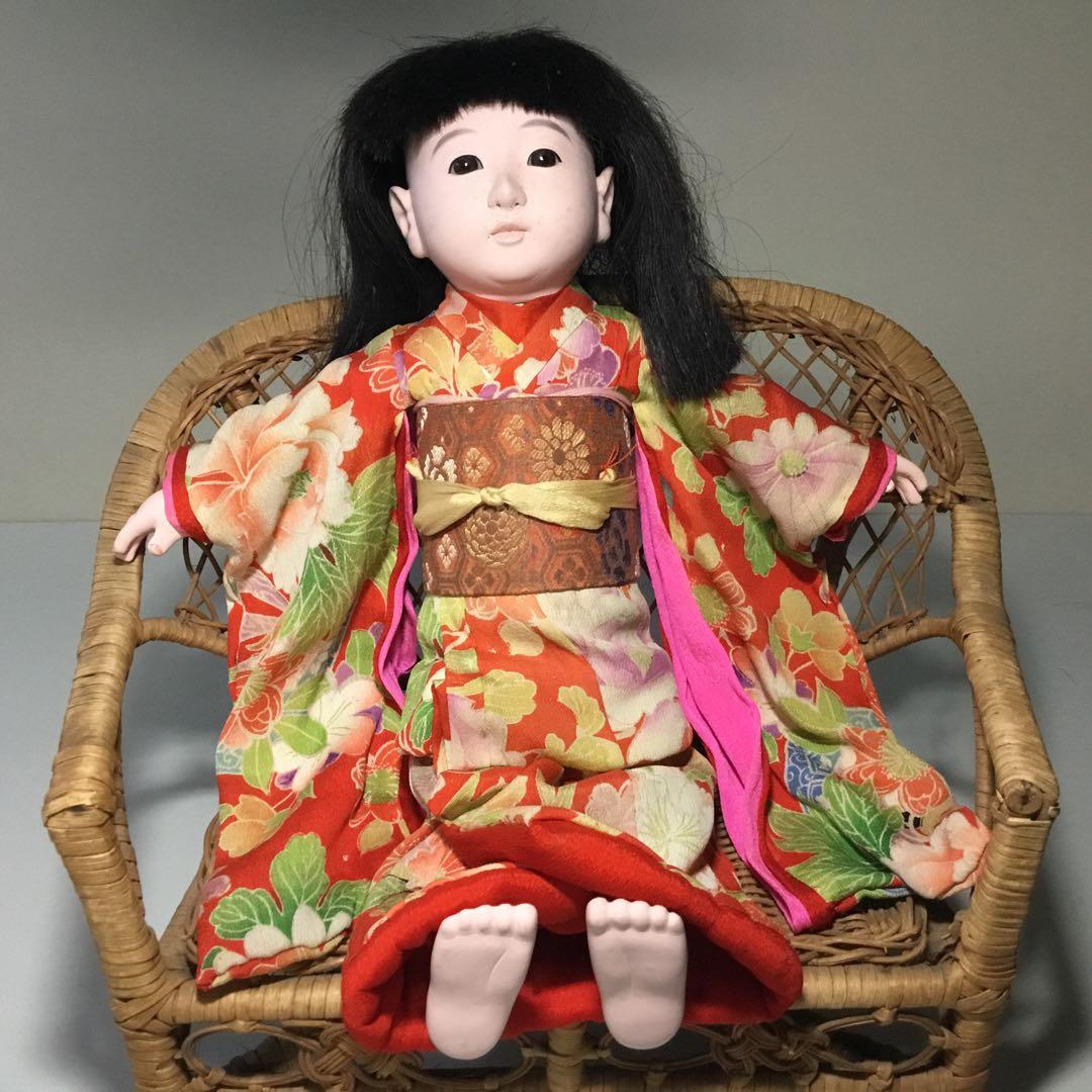 市松人形◆昭和初期 女の子◆人毛 日本人形 アンティーク 大正ロマン 抱き人形