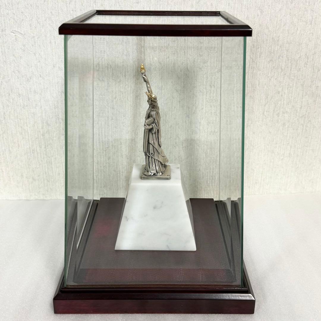 【希少】銀製　自由の女神　置物　面取り ガラスケース　silver970