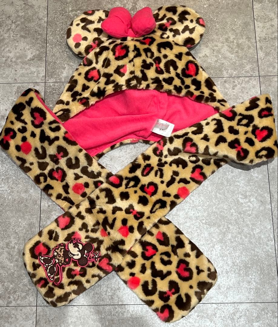 ディズニー ヒョウ柄 マフラー ファンキャップ