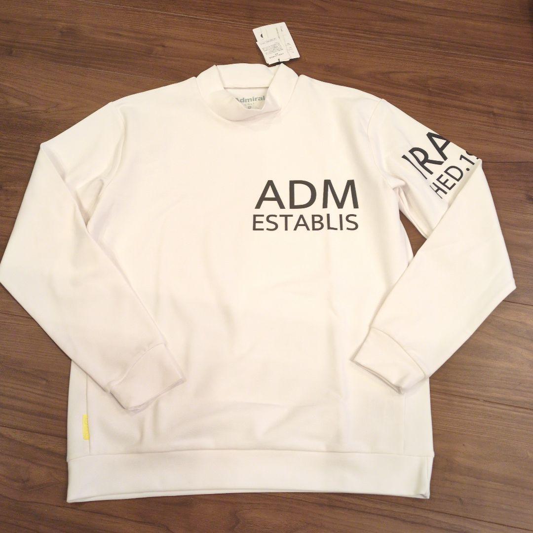 【新品】アドミラルゴルフ メンズ 長袖モックネックシャツ М白