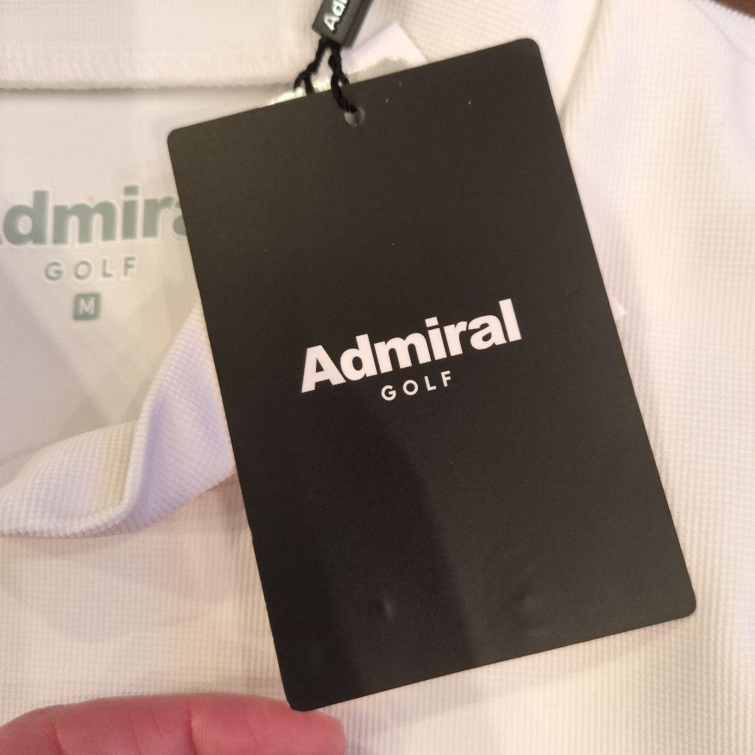 【新品】アドミラルゴルフ メンズ 長袖モックネックシャツ М白
