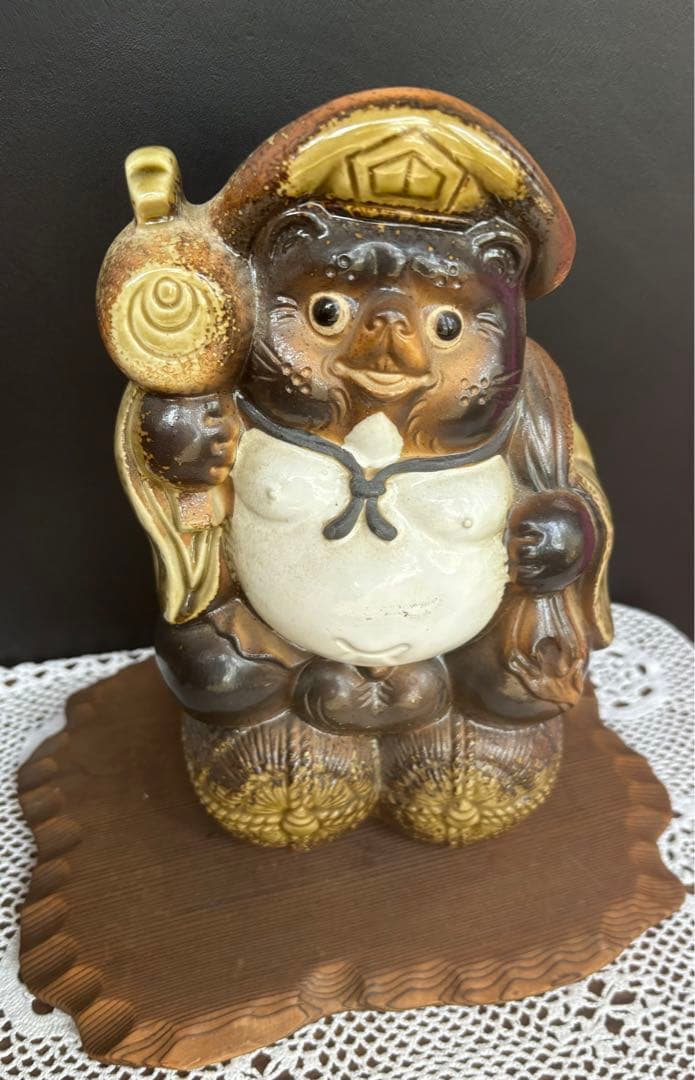 アンティーク！信楽焼　たぬきの置き物　打ち出の小槌　米俵　開運　金運　縁起物