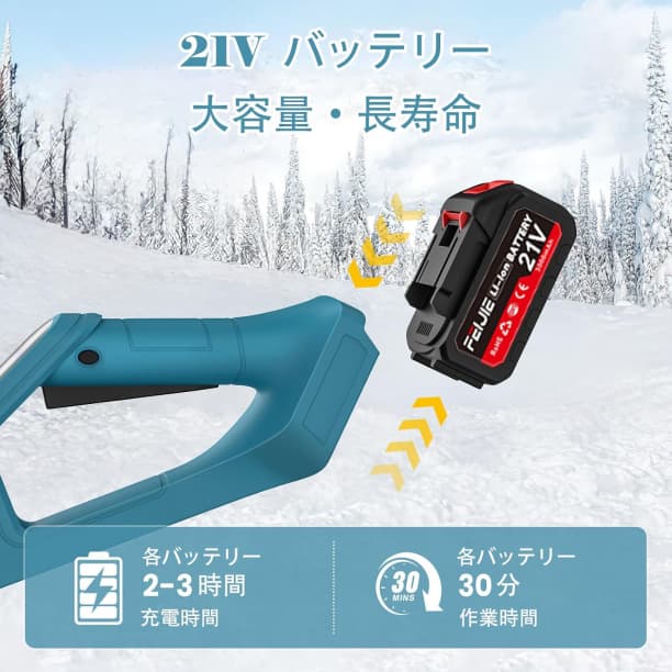 除雪機 電動除雪機 コードレス 雪かき 21V/4.0Ah 軽量 折り畳み