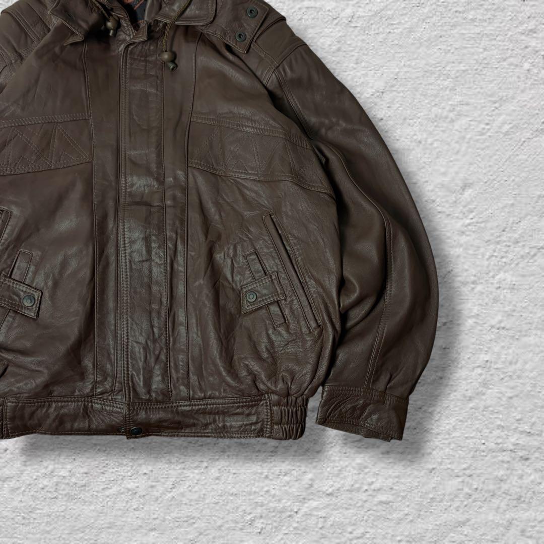 N vintageレザージャケット90sブラウン本革A2ジャケット短丈古着