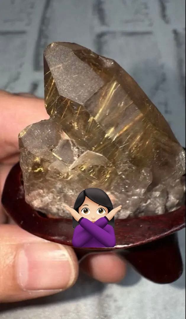 ⑤ブラジル産 タイチンルチルクォーツ マスター 原石クラスター 特注手彫専用台座