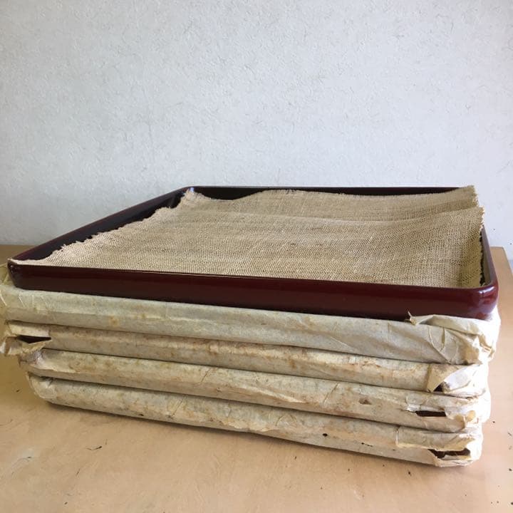 正方形の漆のお盆  5膳セット