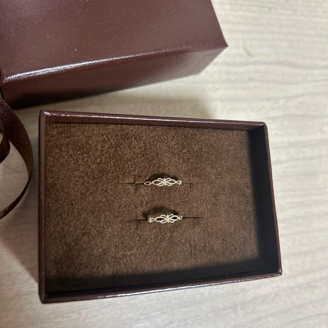 agete K10WG シャンパンゴールド　透かしフープピアス　アガット