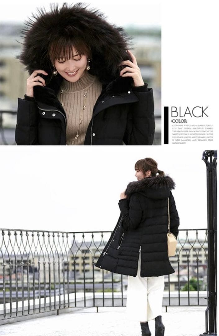 ルイルエブティック ダウンジャケット ロングコート レディース 黒