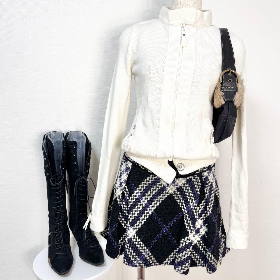 y2k❤️ BURBERRY BLUE LABEL ロゴ ニット ジャケット