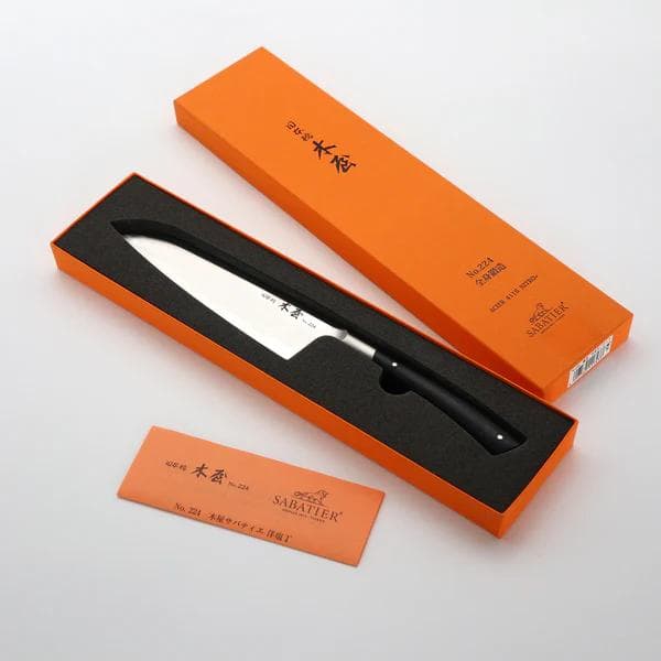 No.224　木屋サバティエ三徳包丁（鎌型包丁）　165mmステンレス全身鍛造