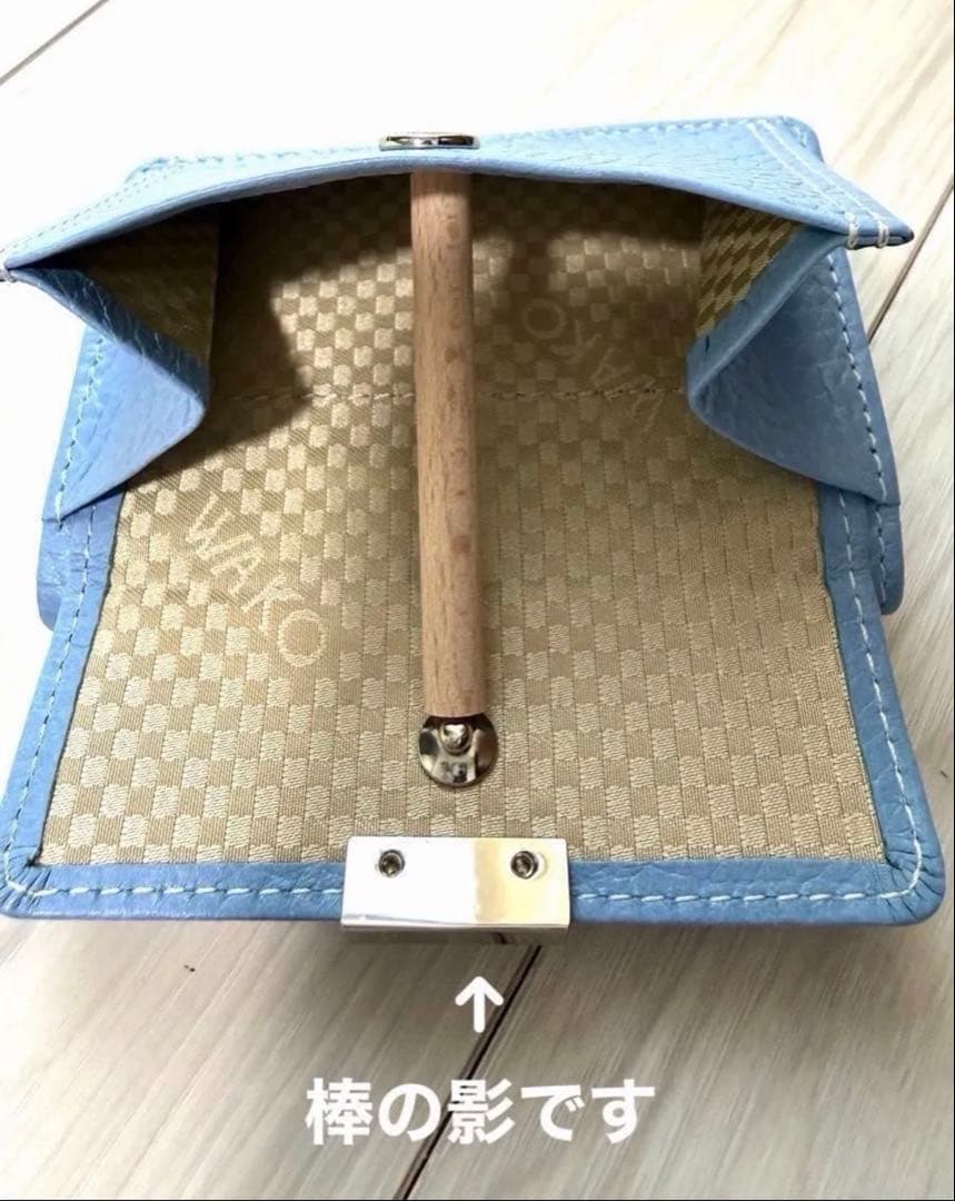 【未使用品】WAKO 銀座和光　レザー　三つ折りミニ財布　ライトブルー