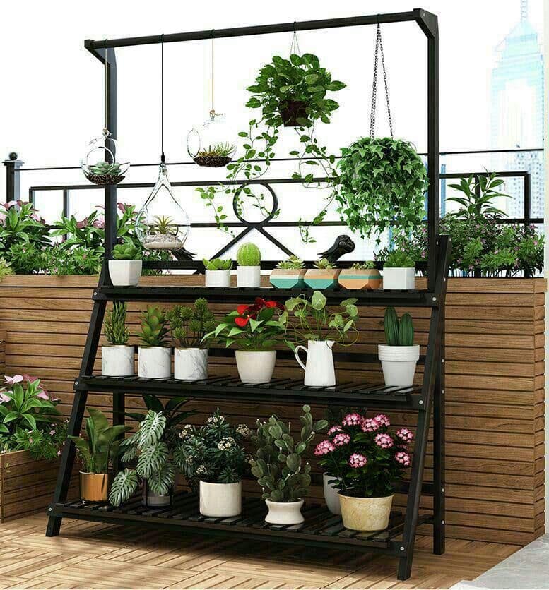 実木花棚置物棚室内居間床式天井ベランダ壁掛け式植木棚5603