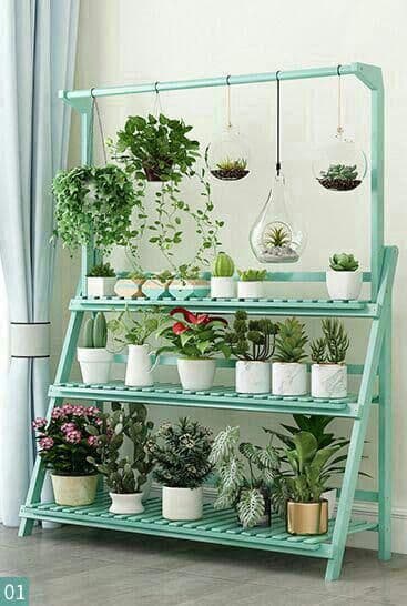 実木花棚置物棚室内居間床式天井ベランダ壁掛け式植木棚5603