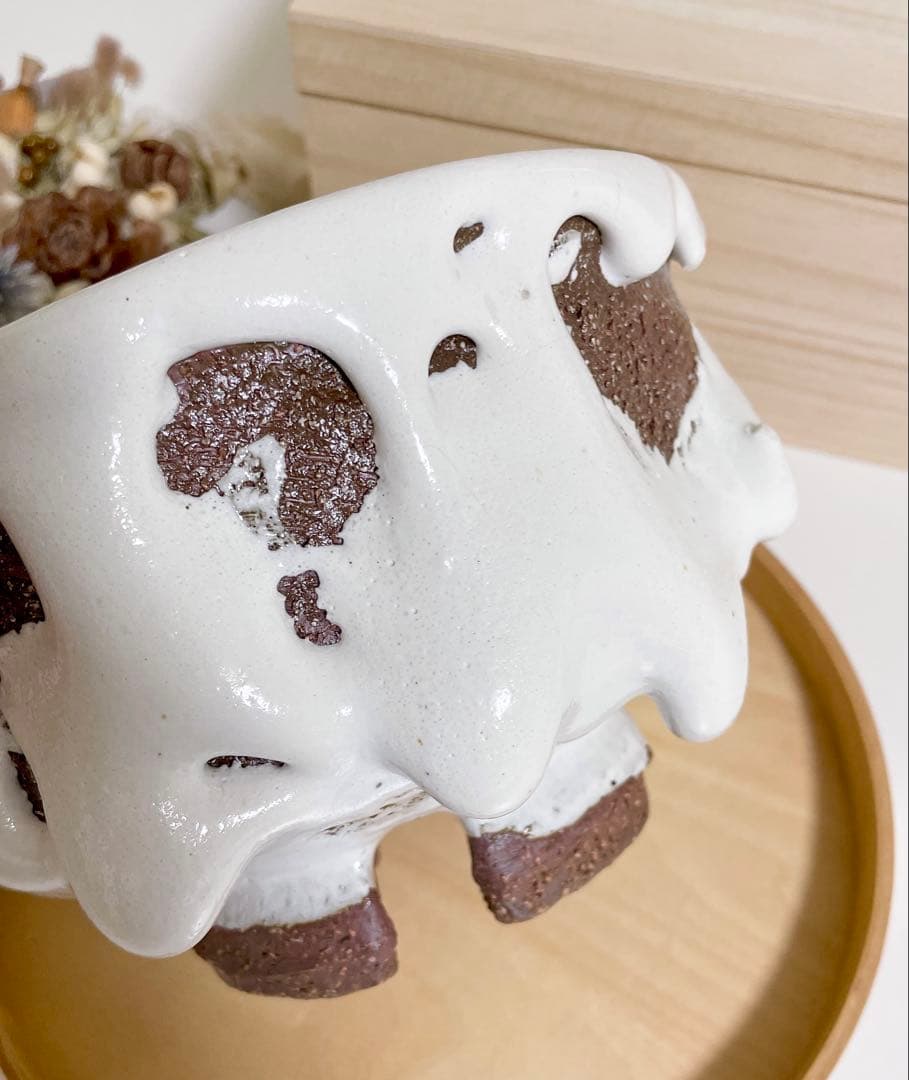 萩焼　山根清玩　鬼萩　割高台　新品　光彩庵　抹茶碗　陶器　作家