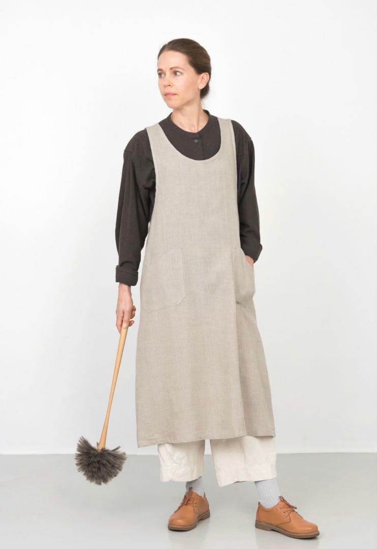 くらし舎　リネンエプロン キャメル