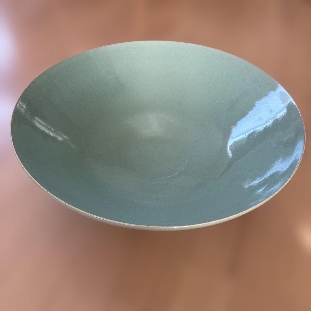 青磁　お椀型花器　生け花華展用に