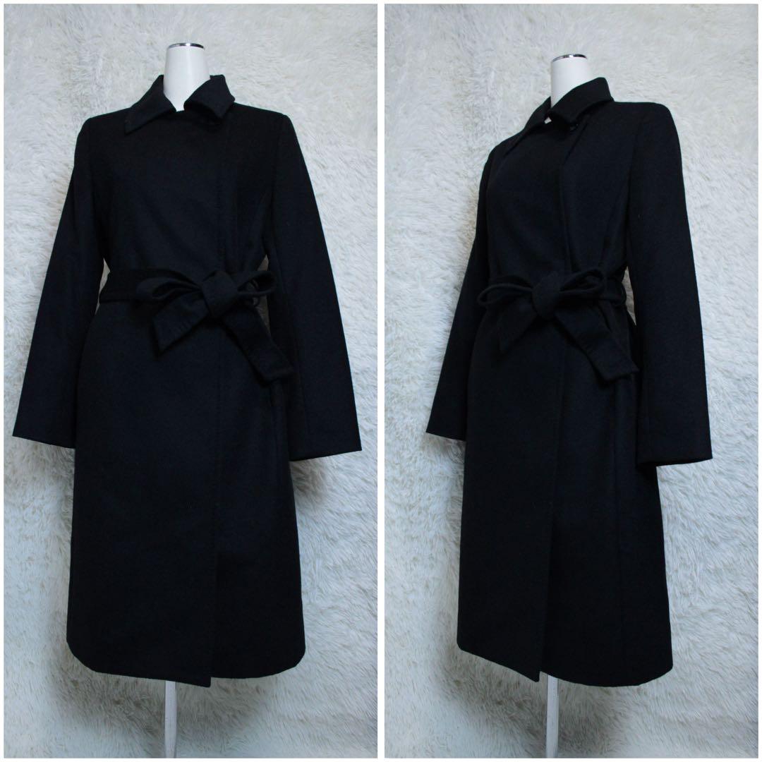 INED イネド カシミヤ100% 2WAY ラップコート 黒 9 冠婚葬祭