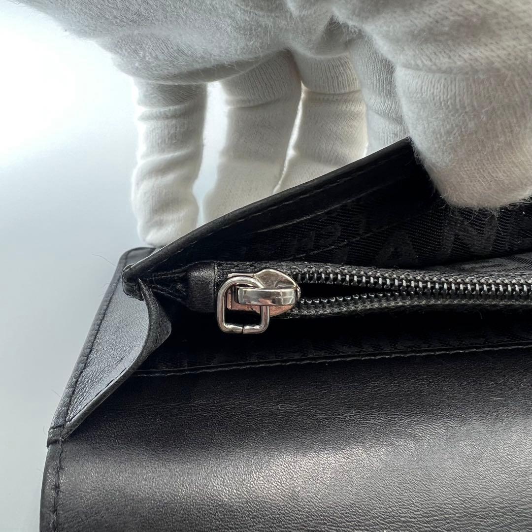 CHANEL マトラッセ ラムスキン ビッグロゴ 二つ折り長財布 黒
