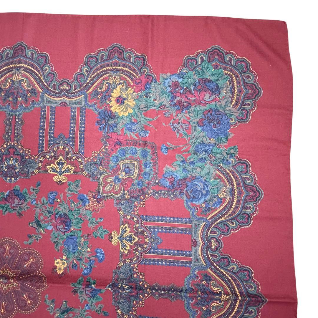 希少/美品✨エトロ 大判 ショール ストール ペイズリー ウール×シルク レッド