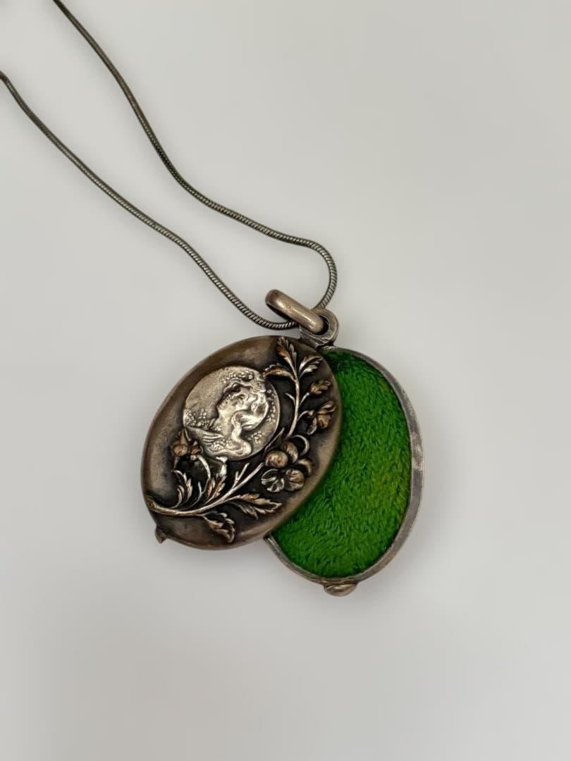 フランス アンティーク アールヌーボー様式 スライド式ミラー シャトレーン