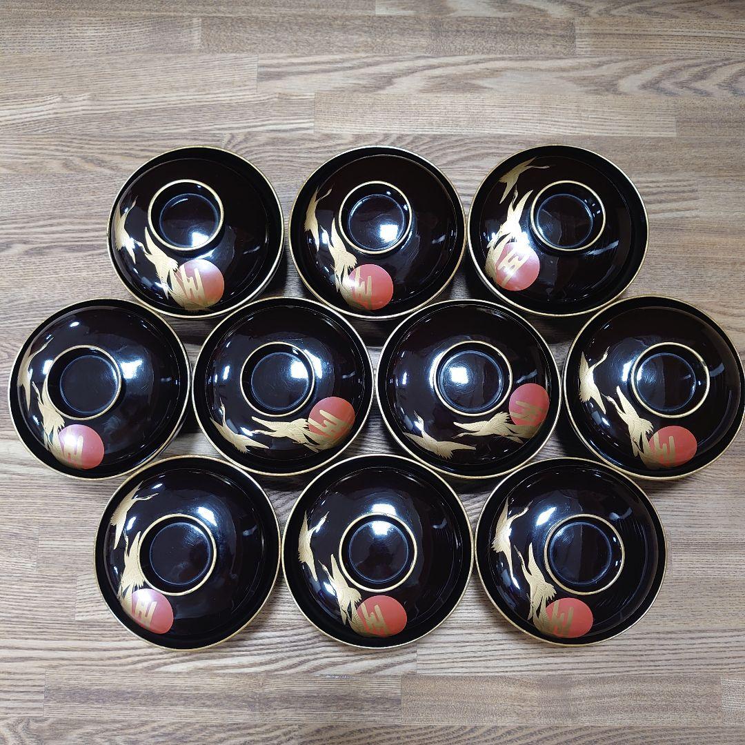 昔の吸物碗10客セット 「いA4 レトロ 蒔絵 漆器 明治 大正 昭和 江戸」