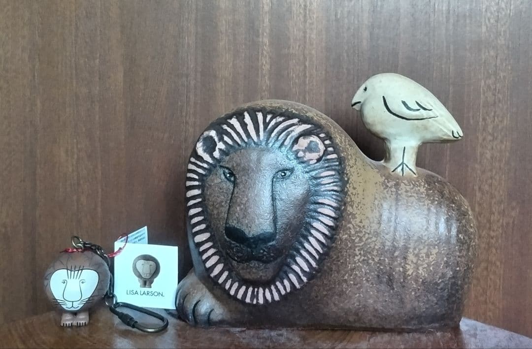 リサラーソン ランランウイズバード＆ライオンキーホルダー 北欧 美品