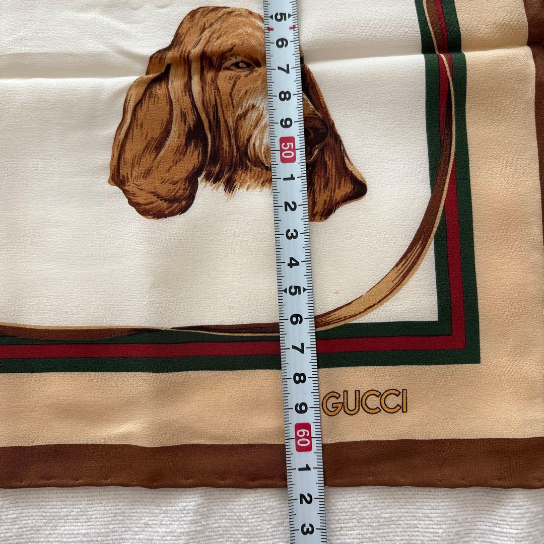 GUCCI シルク　ミニスカーフ　シェリーライン　犬　ドッグ　イタリア製　グッチ