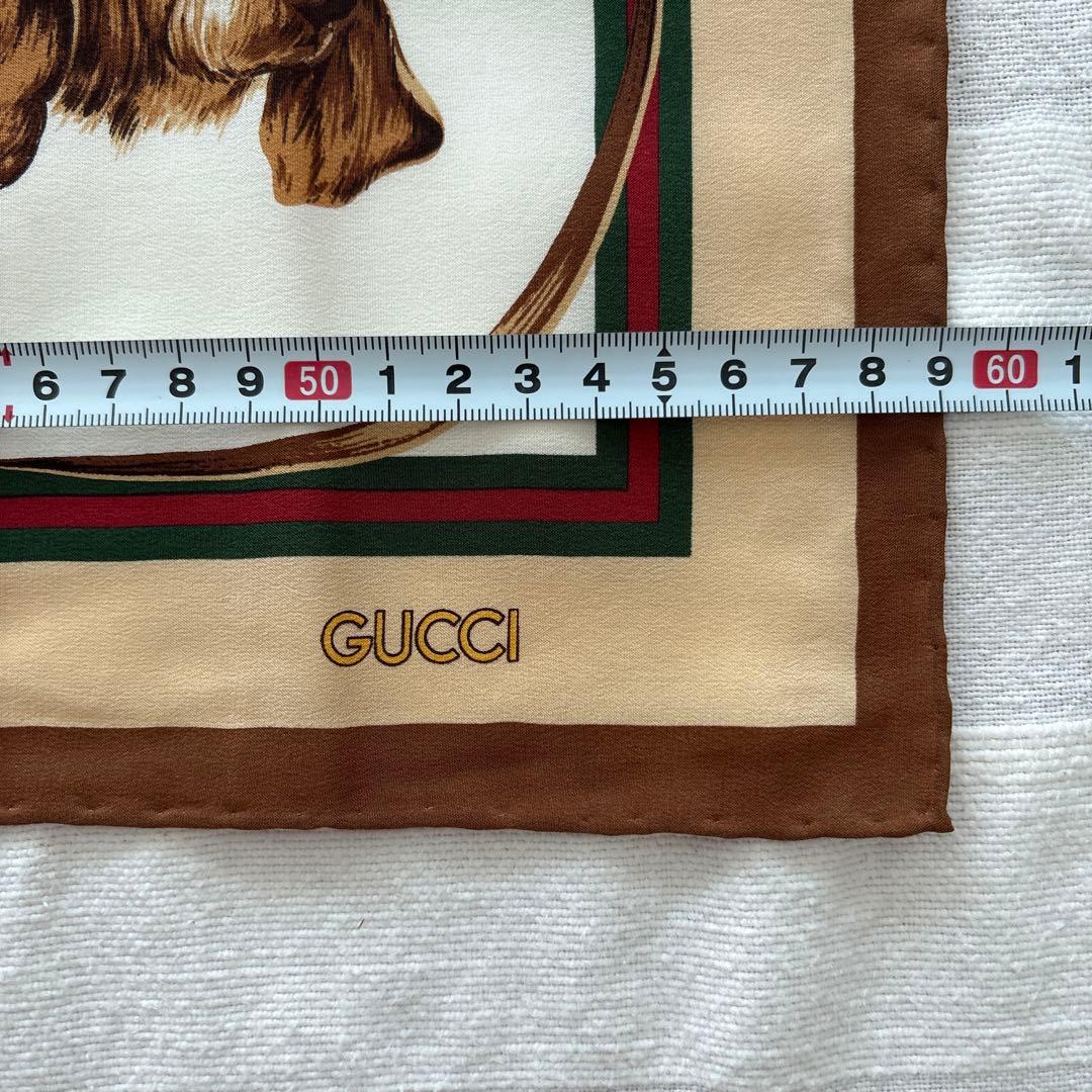 GUCCI シルク　ミニスカーフ　シェリーライン　犬　ドッグ　イタリア製　グッチ