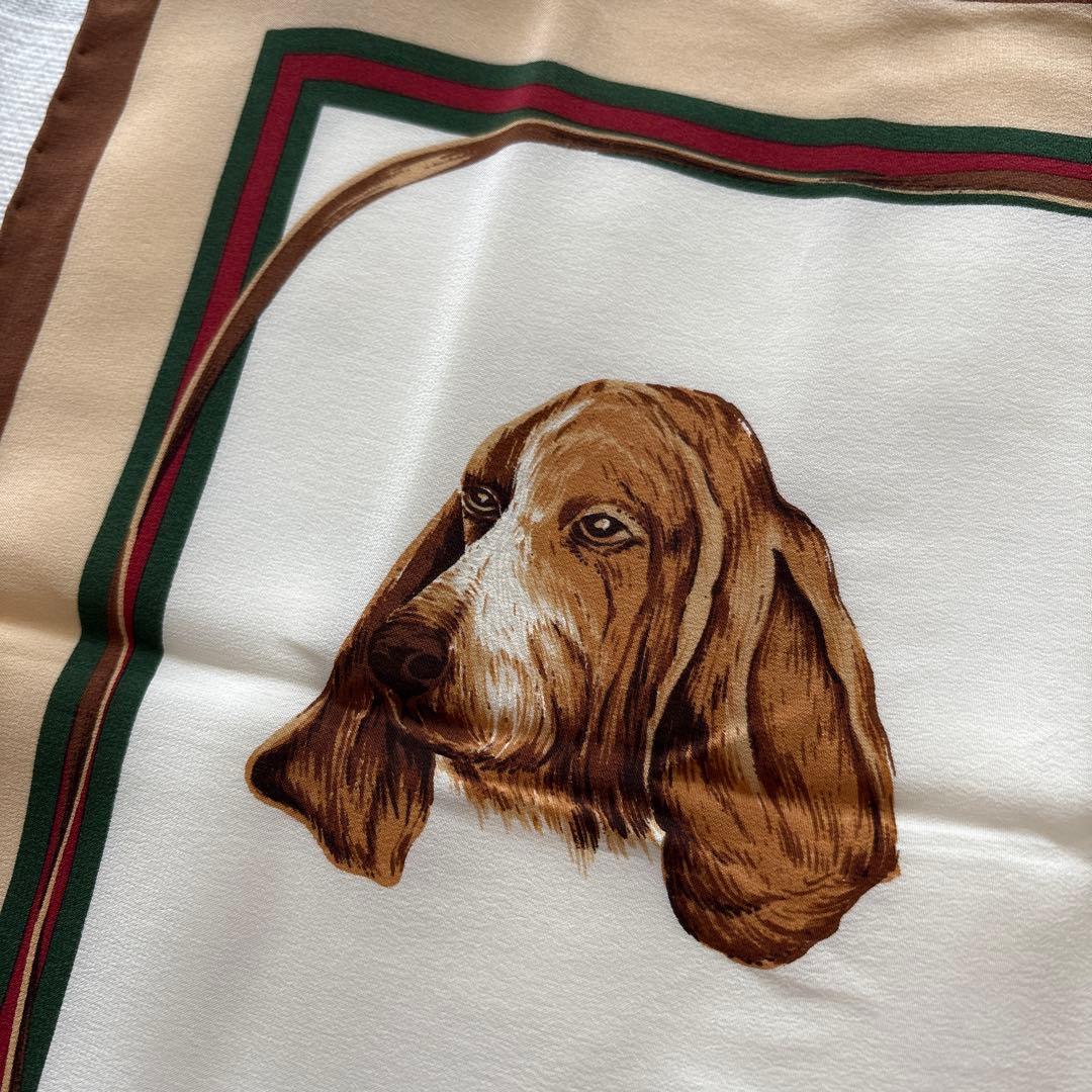 GUCCI シルク　ミニスカーフ　シェリーライン　犬　ドッグ　イタリア製　グッチ
