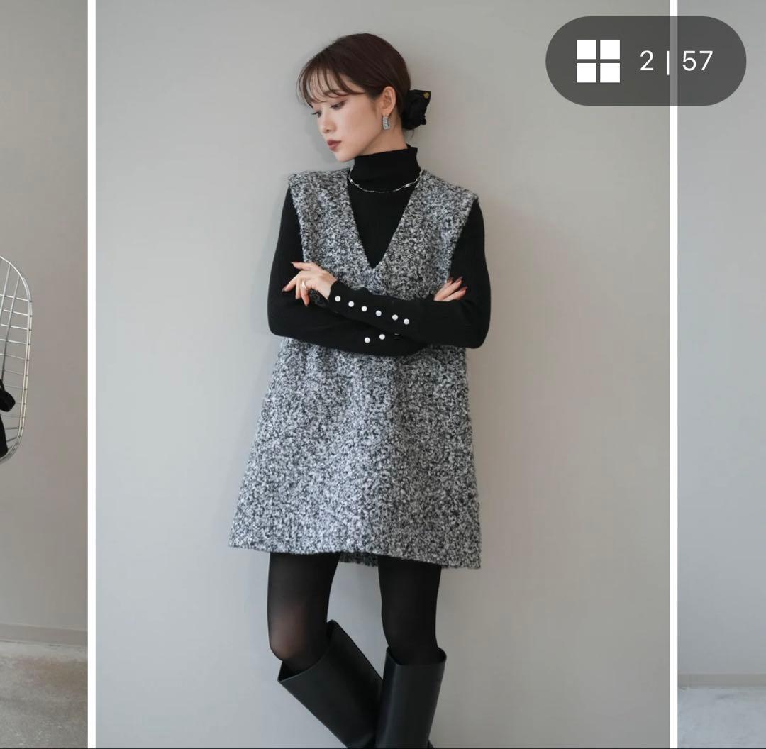 【新品】Lumier ニットワンピース/ボトルネックリブニットトップス（SET）