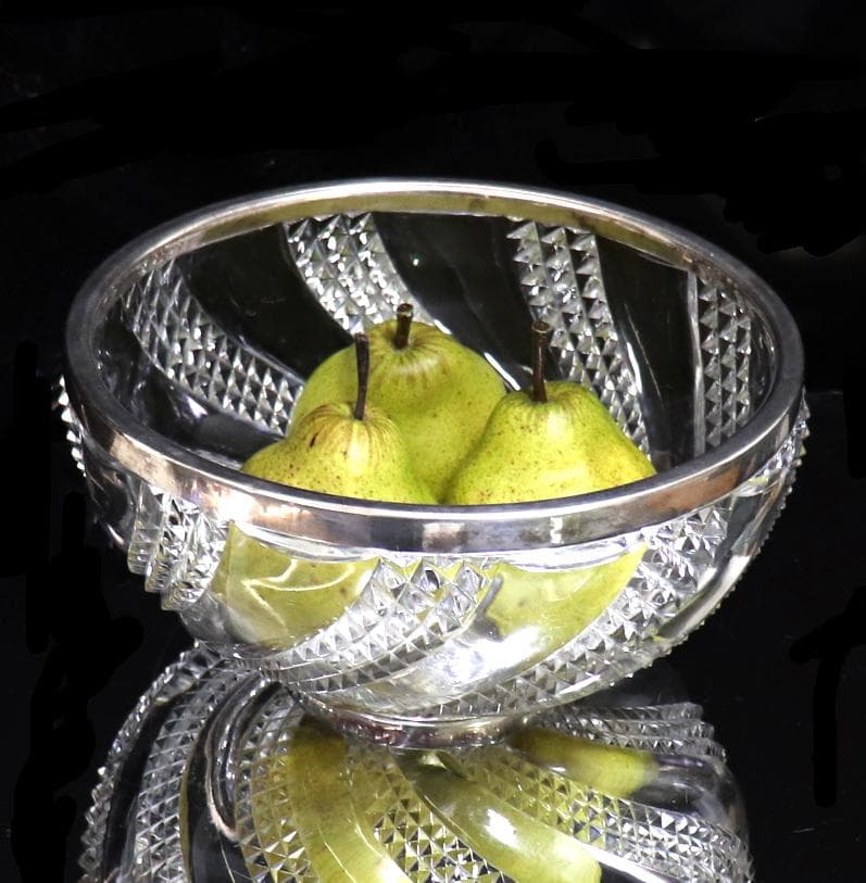 オールド・バカラ セルポンティーヌ 23cm 2.2kg 特大 銀巻鉢 ボウル