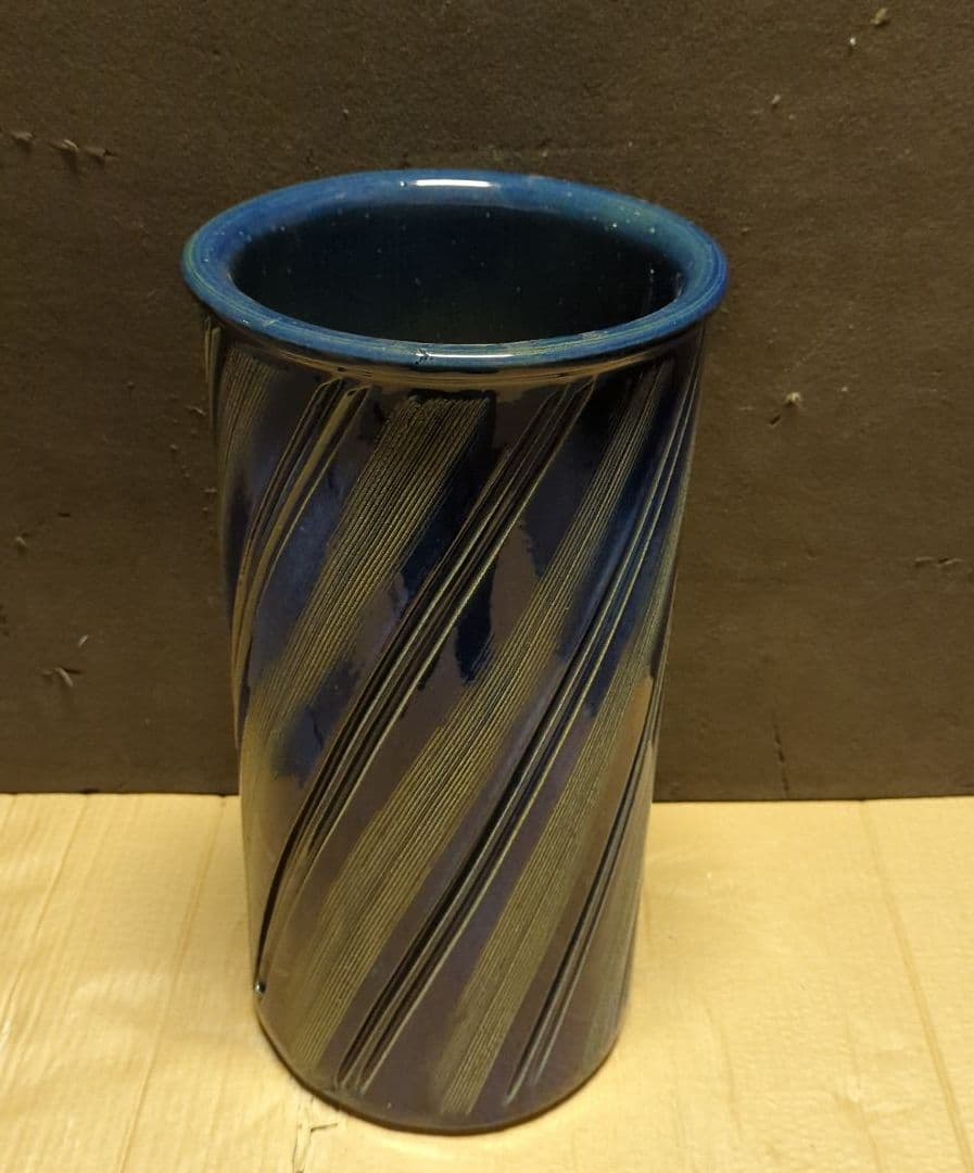 【信楽焼】傘立て　ナマコブルー