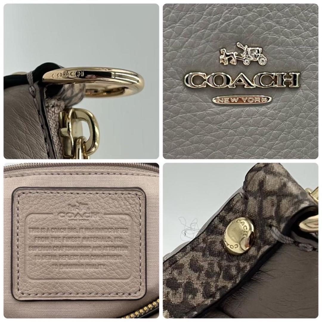 COACH コーチ トートバッグ パイソン柄 レザー ベージュ F35887