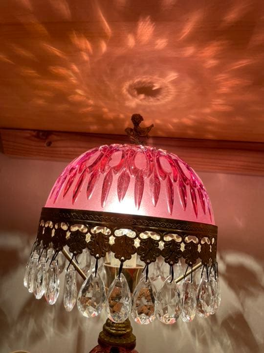 アンティーク シャンデリアスタンドライト アールデコ 天使装飾 ガラス