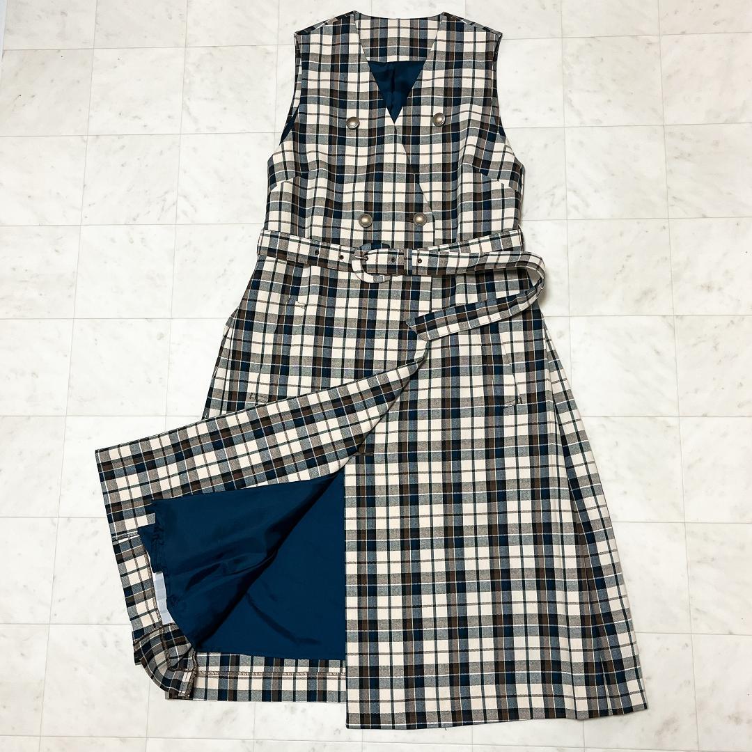 ロイスクレヨン ジレ ワンピース ベルト チェック 金ボタン ダブル