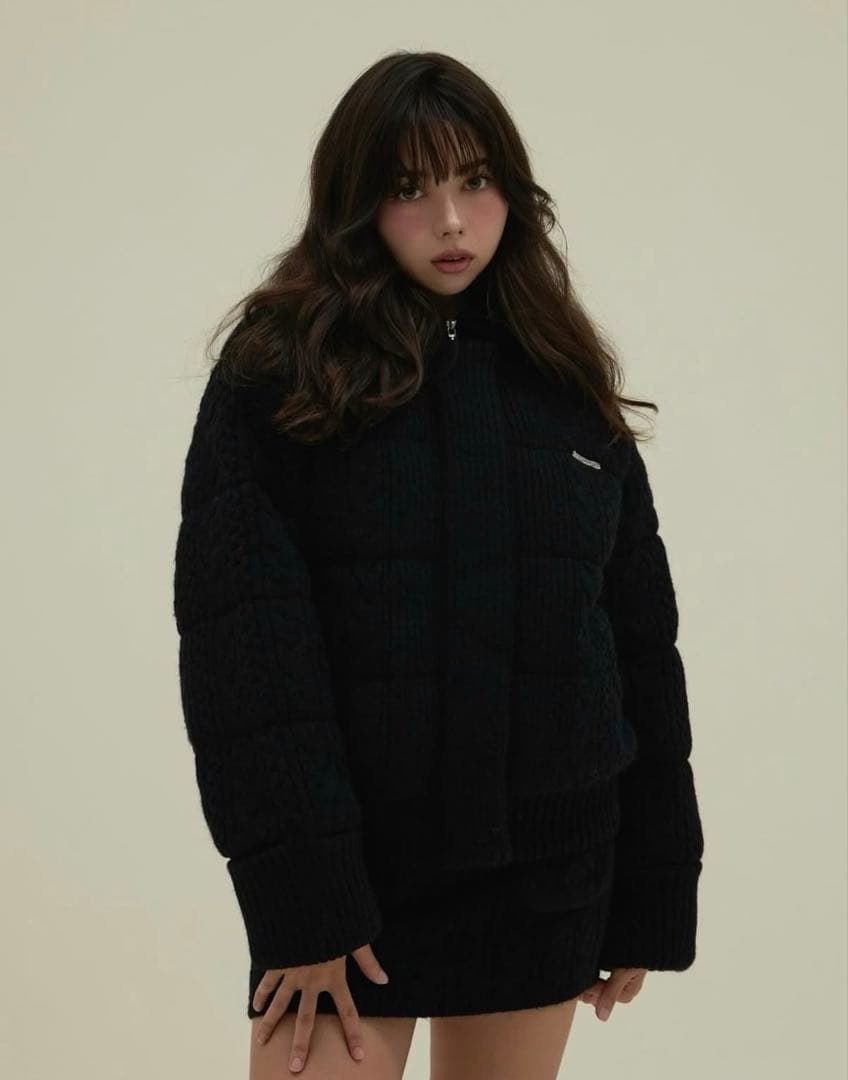 ジャケット・アウター andmary Mary quilting knit jacket black