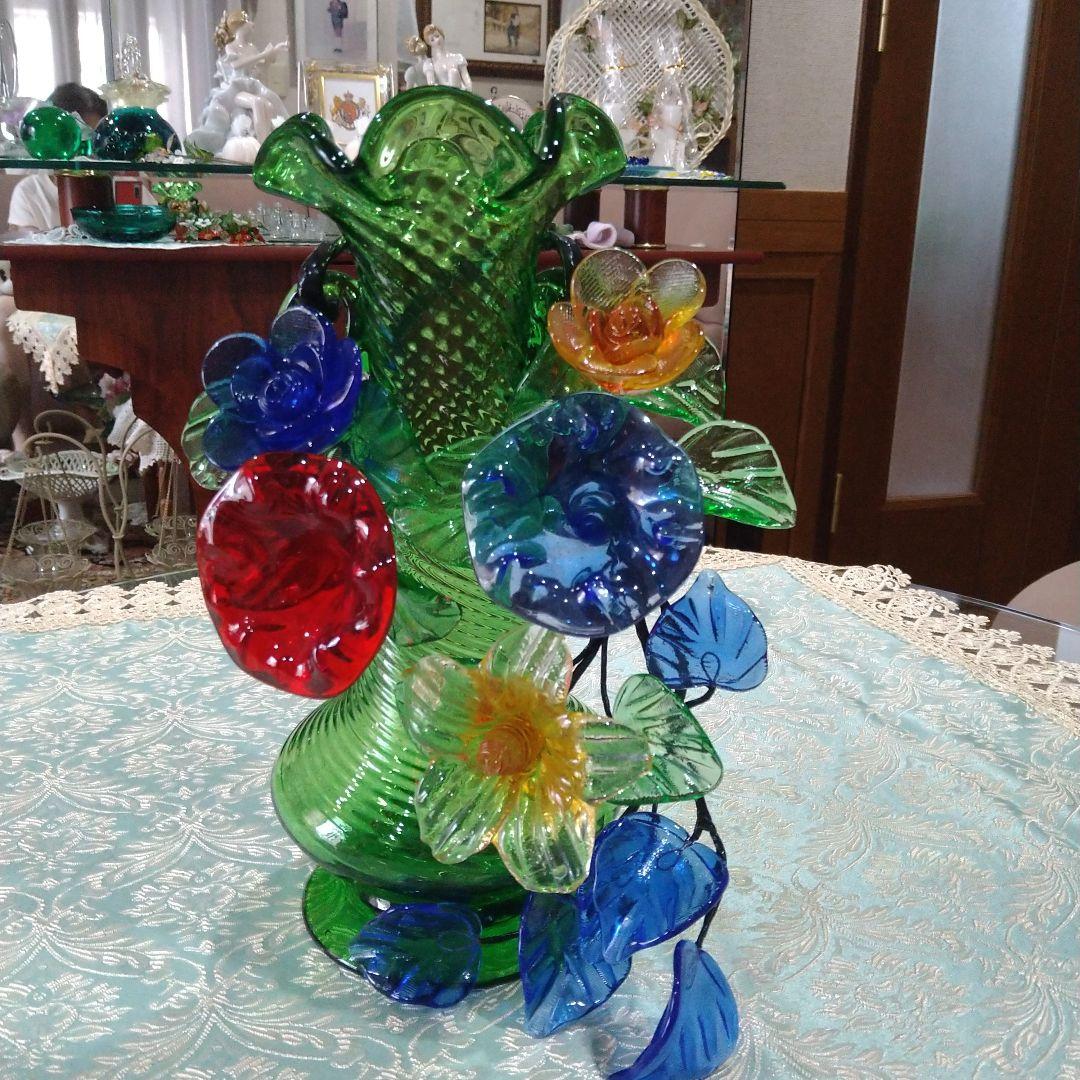 琉球ガラス花瓶＆花