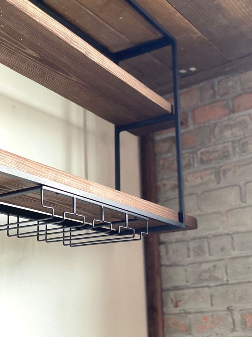 特別価格　数量限定　天井棚　吊り棚　ワイングラスラック　キッチンシェルフ　古材