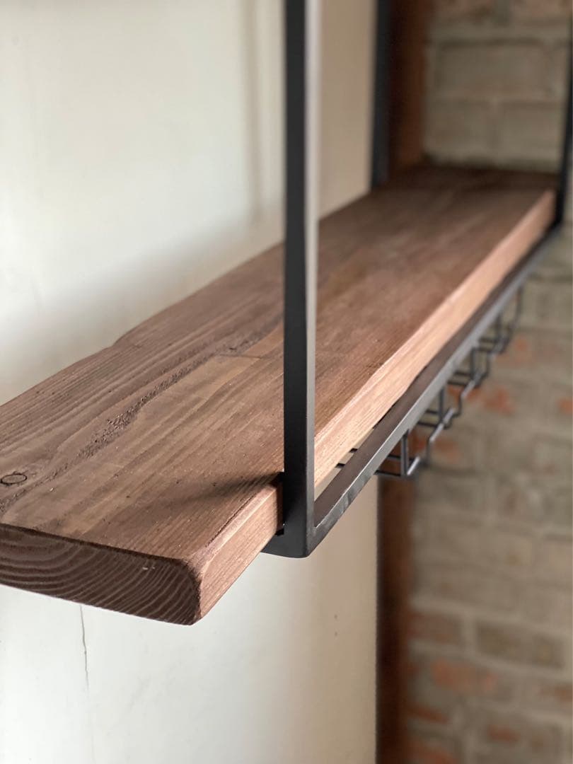 特別価格　数量限定　天井棚　吊り棚　ワイングラスラック　キッチンシェルフ　古材