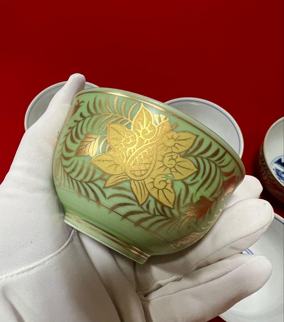 希少 金彩 清水焼 北本陶玉窯 三代暁雲【一風】作 茶碗5客 茶道具