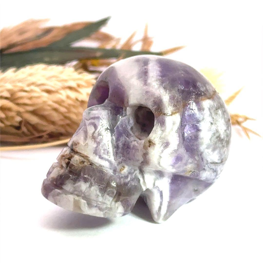 アメジストドクロ　髑髏　紫水晶　天然石　パワーストーン　邪悪祓い