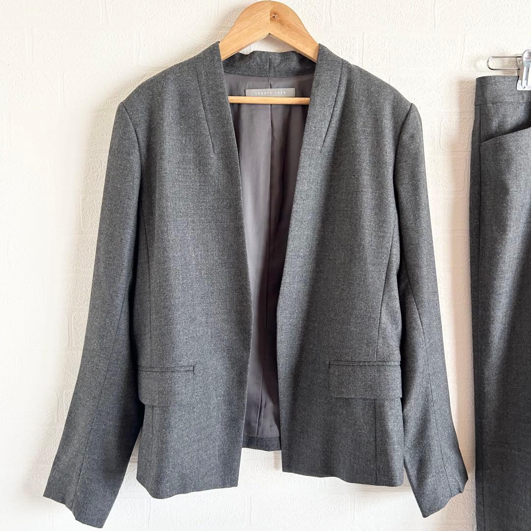 theoryluxe　パンツスーツ　セットアップ　ノーカラー　グレー　40