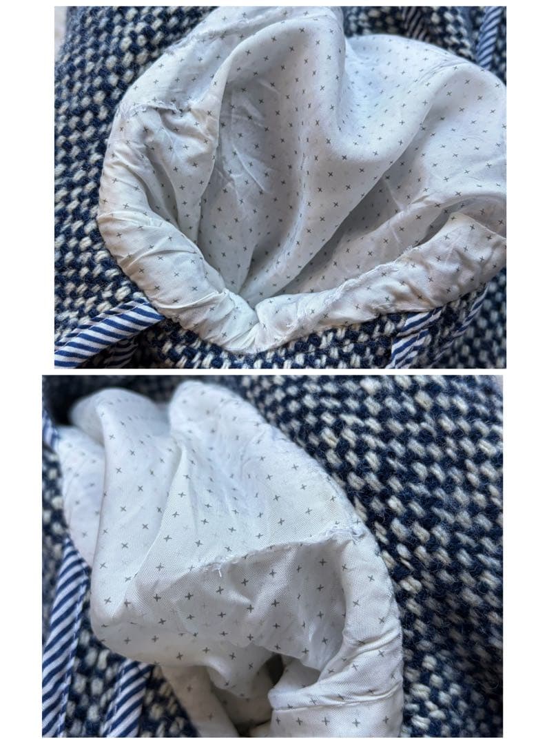 【美品】イレブンティ ニットチェスターコート ツイード ネイビー L イタリア製