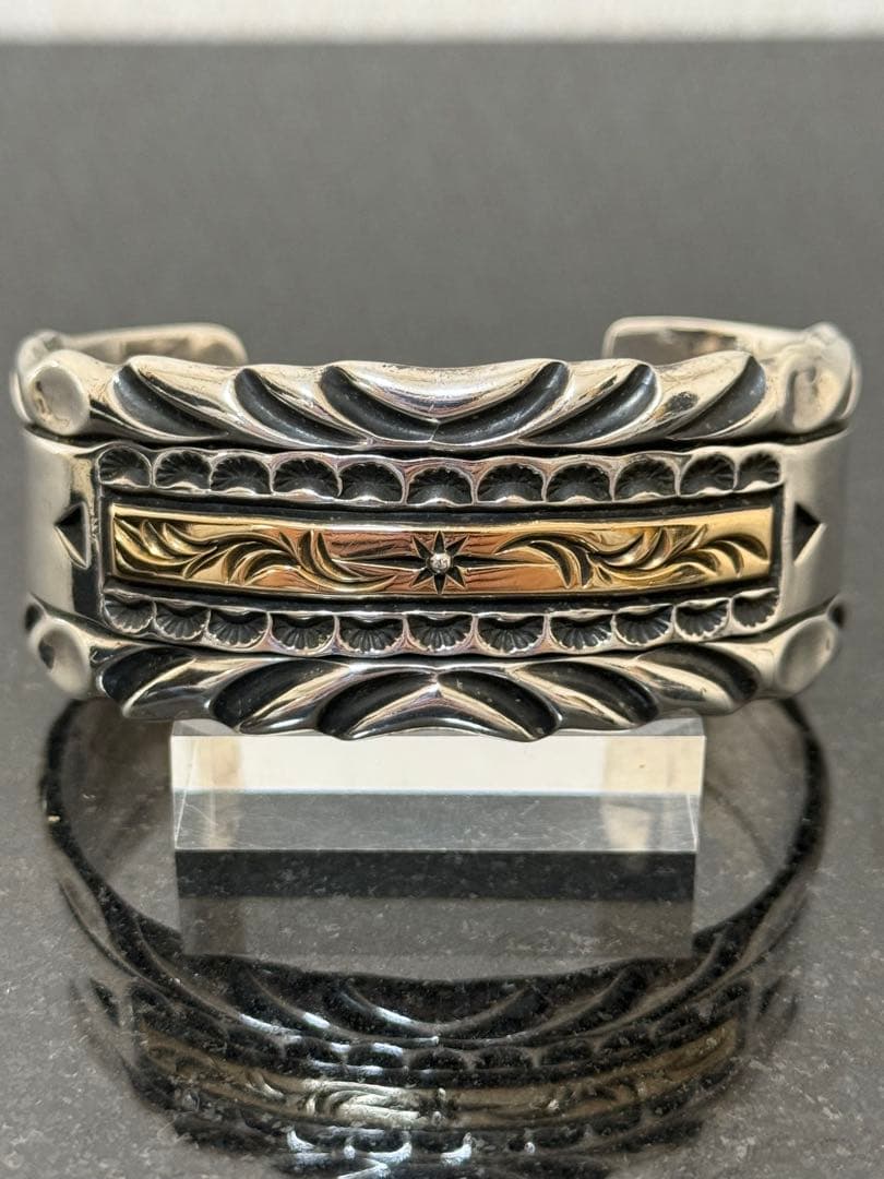 BIGHAND ビッグハンド K18アラベストプレート付き シルバーバングル