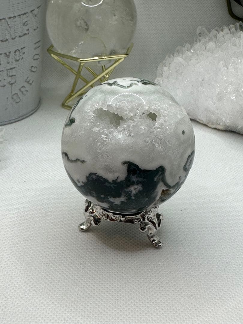 モスアゲートスフィア♡台座セットNo.5001