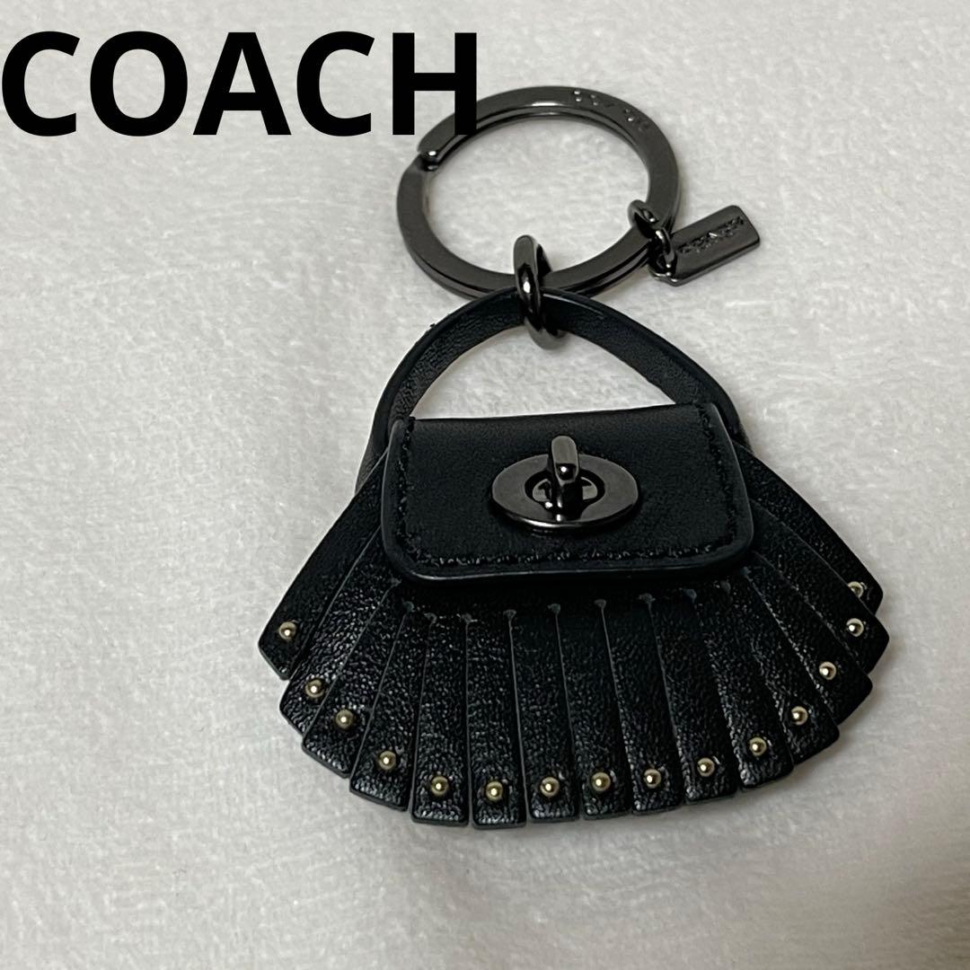 極美品　COACH バッグ型　レザー　キーホルダー
