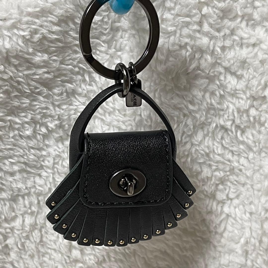 極美品　COACH バッグ型　レザー　キーホルダー