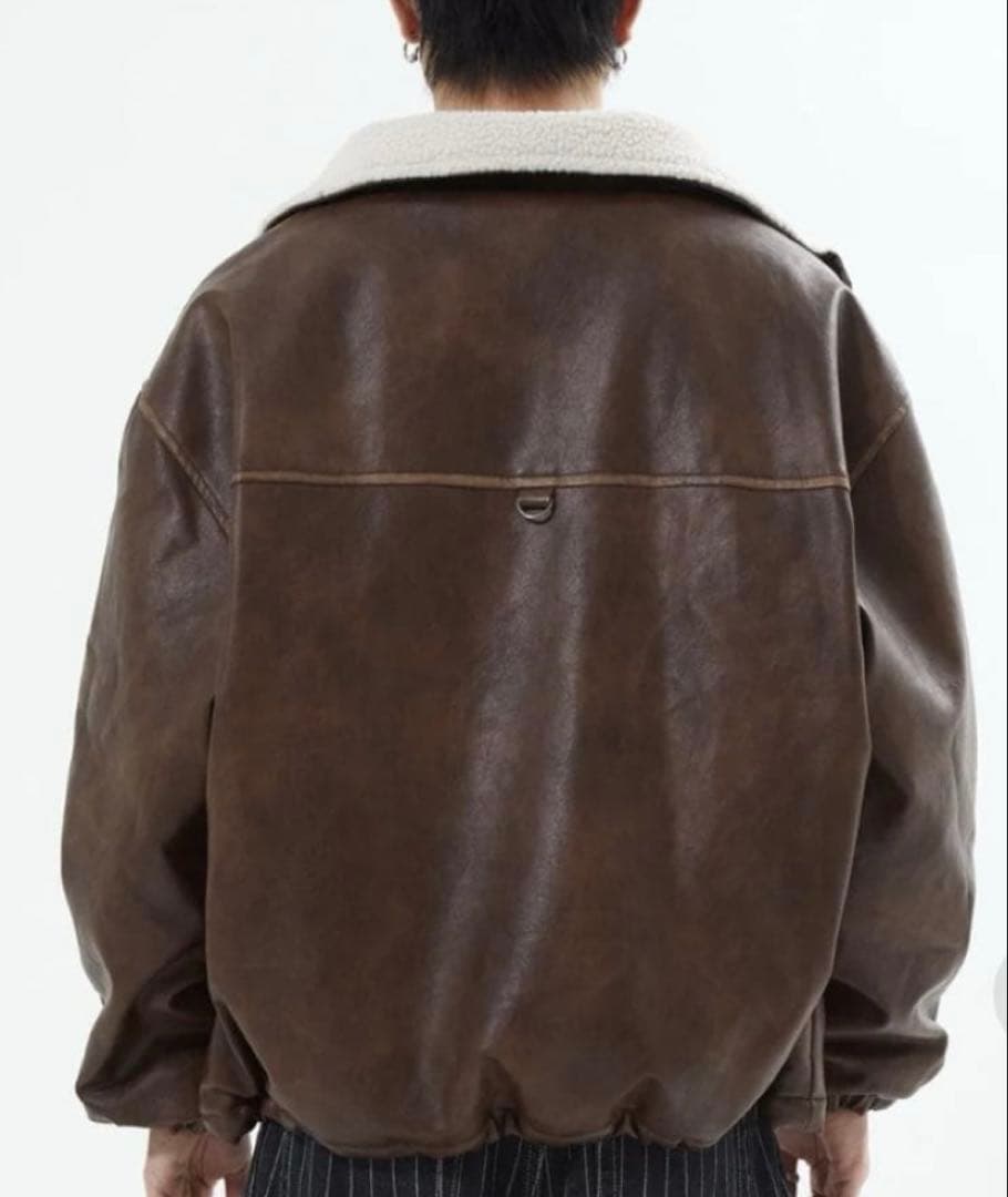 地底人リバーシブルPUレザージャケットbrown
