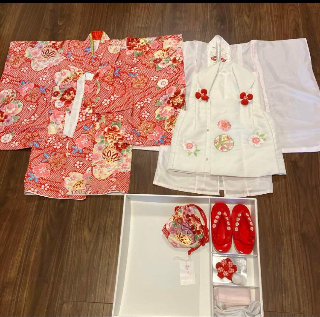 専用　七五三 着物 ピンク3歳 女の子 被布セット 京都花ひめ 赤地総疋田着物