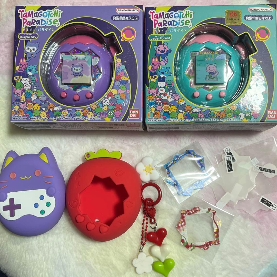 たまごっちパラダイス　ジェイドフォレスト　パープルスカイ　本体、ケースまとめ売り